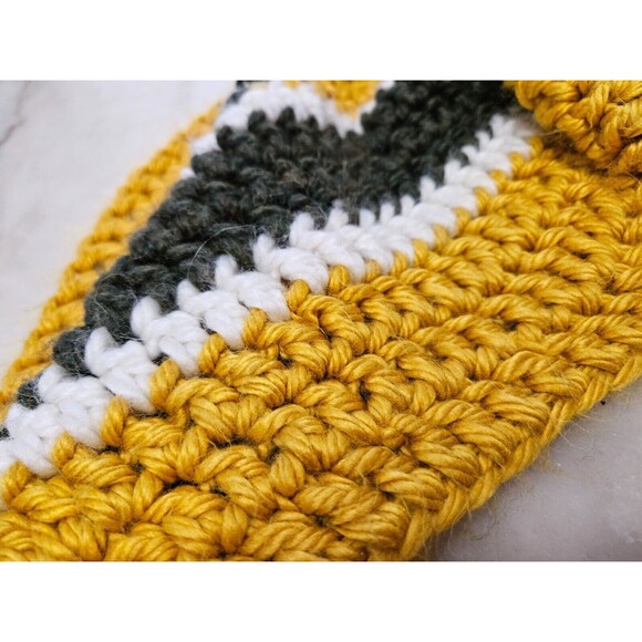 Women's Hand-Knit Headband/Ear-Warmer For Women/Girls in Canary Yellow/Black - Picture 3 of 7